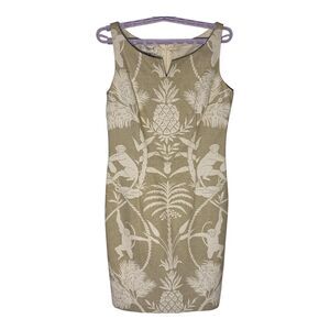 Maggy L Dress Size 8 Ivory Sleeveless Fitted Island Beaded Bodycon Lined Sheath